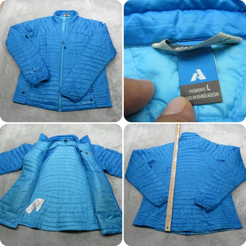 Eddie Bauer First Ascent Down Jacket Womens Large Blue 800 Fill Packable Puffer